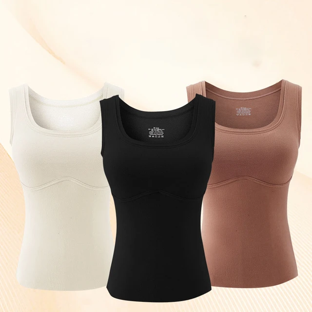 Tesco New Slim Fit Thermal Underwear With The Latex Bra Cup Dralon Fabric  Sleeveless Vest Warm Base Layer Shirt For Women - AliExpress