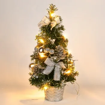 Mini Christmas Tree 40CM with Lights Artificial Christmas Tree Home Table Decoration 2025 New Year Party Decoration Props