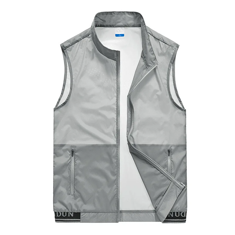 5XL Summer New Ultra-thin Vest Men Outdoor Zipper Pocket Solid Color Cool Vest Hiking Fishing Photography Leisure Cargo Vest Men