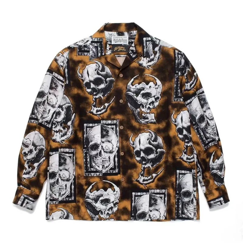 

Long Sleeve WACKO MARIA Shirt Men Women Skull Print WACKO MARIA T-Shirt HAWAIIAN Shirts