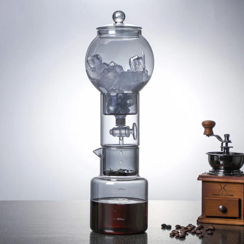 

600ml Gray Coffee Ice Drip Pot Glass Adjustable Cold Extraction Pot Ice Brewing Pot Tea Pot Cold Extraction Coffee Pot