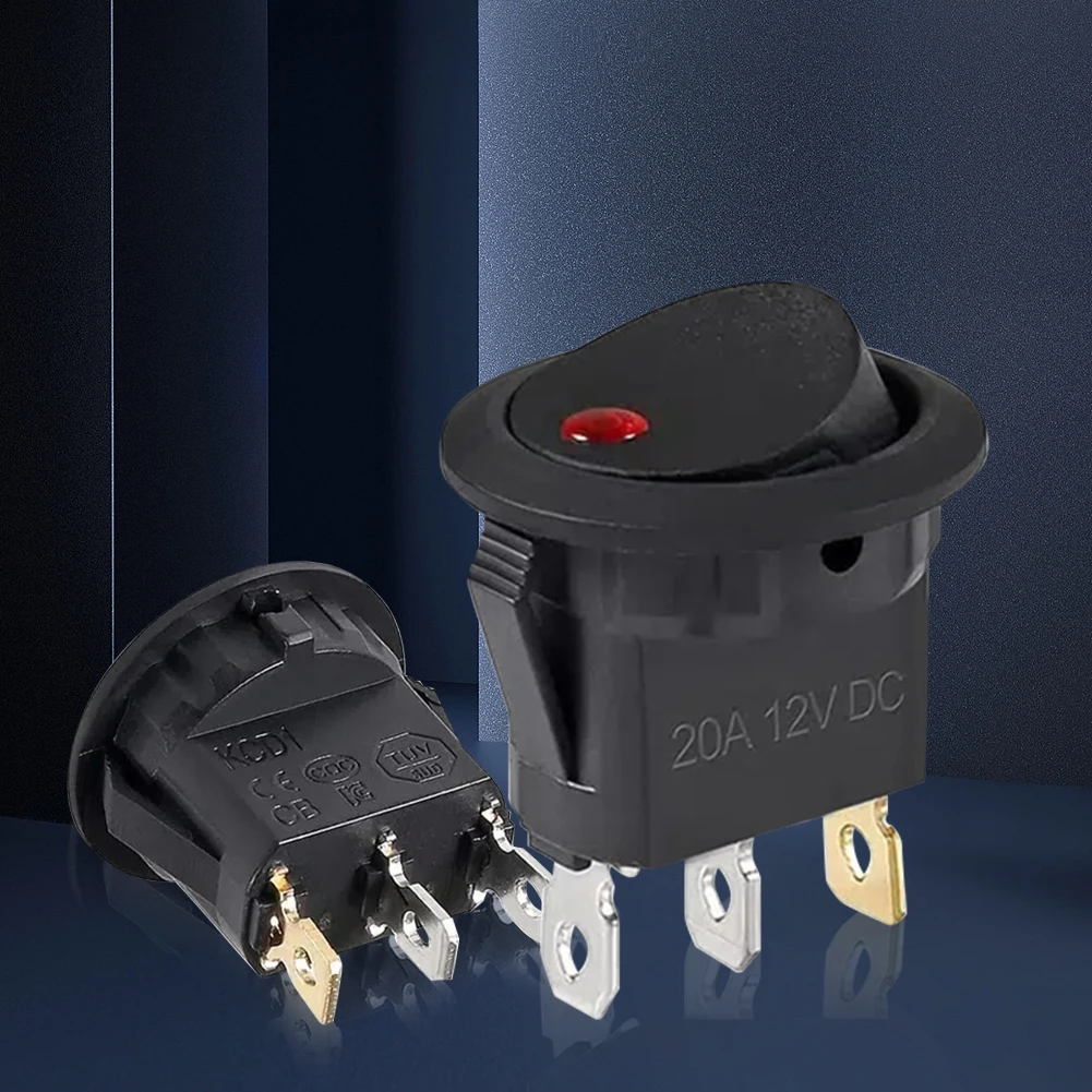 Small Dc Rocker Switch 4Pcs-Lighted-Rocker-Switch-Waterproof-DC-12V-20A-Round-Rocker-Toggle ...
