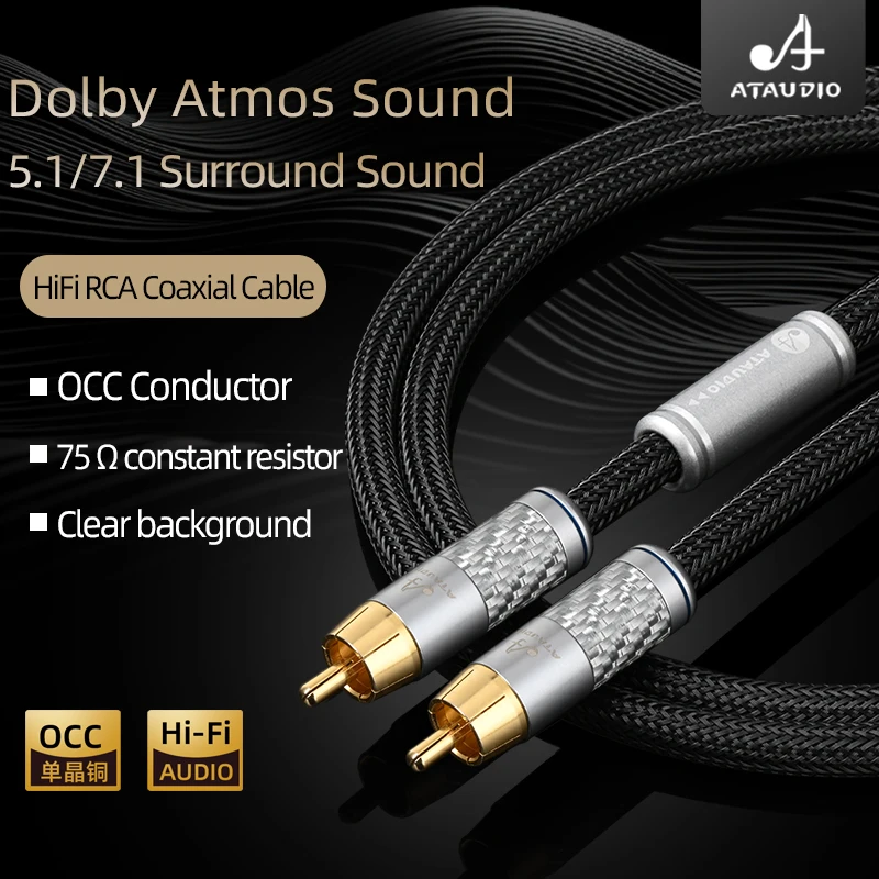 HiFi Coaxial Digital Audio Cable RCA Male To Male Hi-end Dolby Atmos Sound 5.1 /7.1 SPDIF Coaxial Cord for Home Theater TV AMP