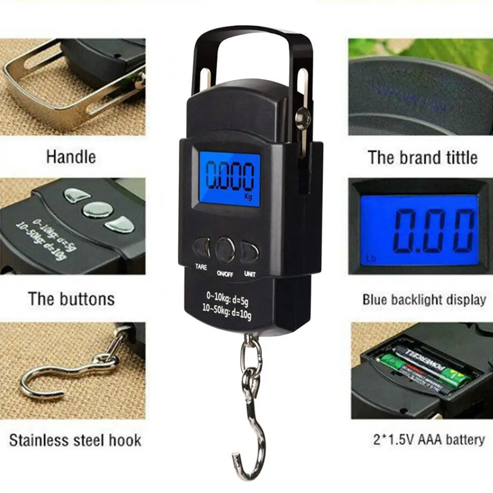 Fishing Scales 1PC Mini Digital Scale For Fishing Luggage Travel Weighting Steelyard Portable Electronic Hanging Hook Scale Hand Scales fishing scales