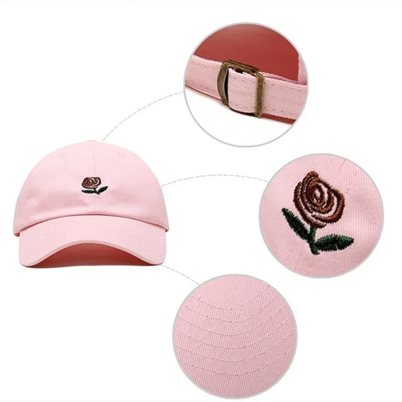 Summer Baseball Cap Rose Embroidery Outdoor Sports Cotton Snapback Hats for Men Women Fashion Comfortable Sunshade Couple Hat