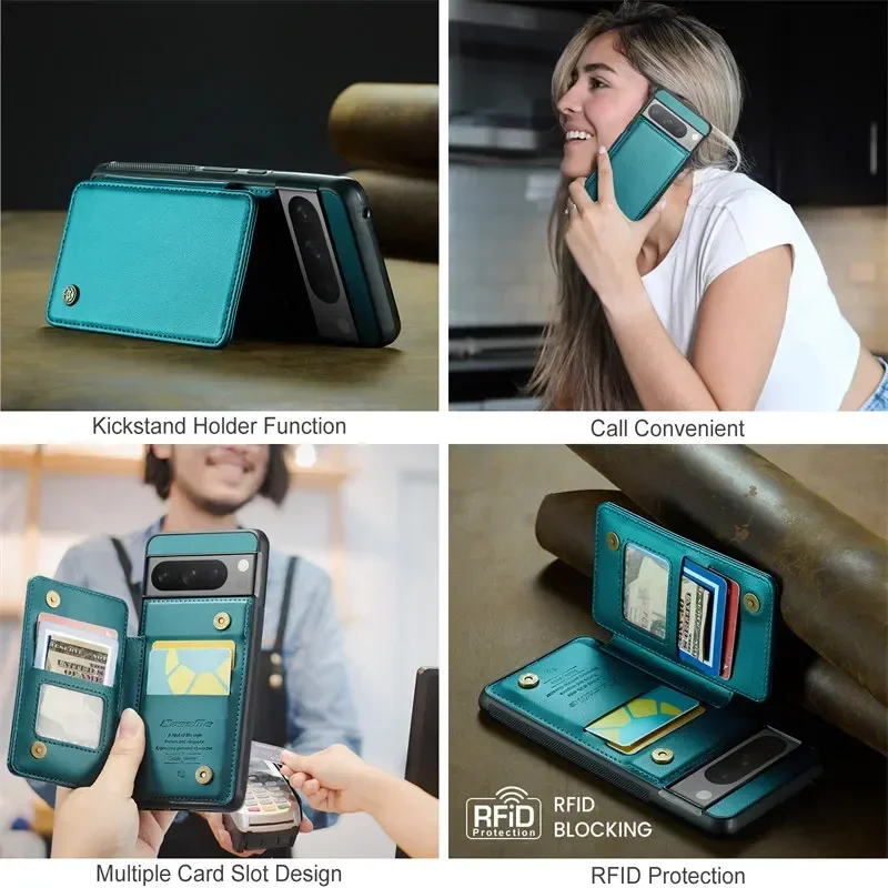 Premium Magnetic Flip Leather Wallet Phone Case with Card Holder - Stylish Back Cover