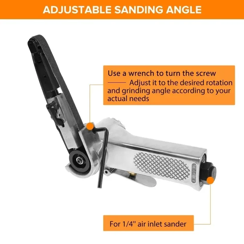 3/8" Air Belt Sander Air Angle Grinder Grinding Machine with Sanding Belts 330x10mm for Air Compressor Sanding Pneumatic Tool 2