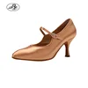 Women Ballroom Dance Shoes Rhinestone BD137 MOON Tan Satin High Heel Ladies Standard Dancing Shoes Anti-Slip Outsole Dancesport 1