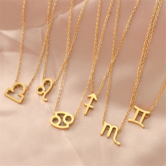 Amazon.com: Zodiac Sign Necklace for Women Constellation Tarot Card Pendant  Double Sided Gold Stainless Steel Waterproof NonTarnish Friendship Jewelry  Gift for Girls（Aquarius ） : Clothing, Shoes & Jewelry