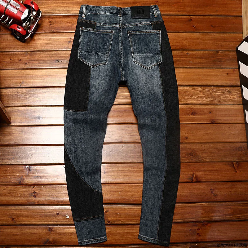 New High-End Ripped Men'S Jeans Trend Stretch Slim Straight Leg Men'S Pants Fashion Motorcycle Casual Men Denim Pants