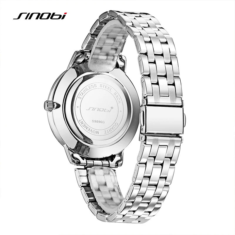 SINOBI Casual Men's Watches Fashion Silver Mans Quartz Wristwatches Top Luxury Male Best Gifts Clock Business Relogio Masculino