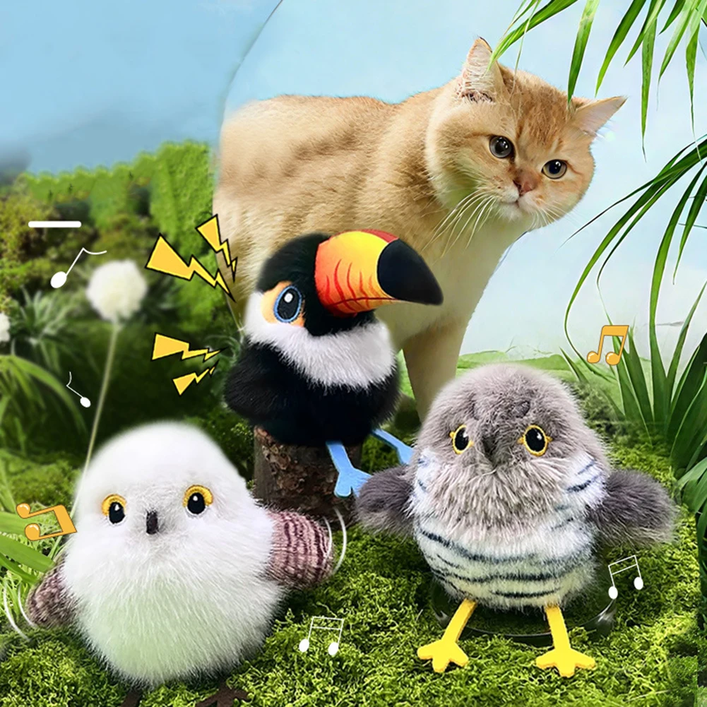 Automatic Dancing Bird Cat Toy with Sound Electric Fluttering Kitten Play Rechargeable Pet Toy Active Moving Pet interactive