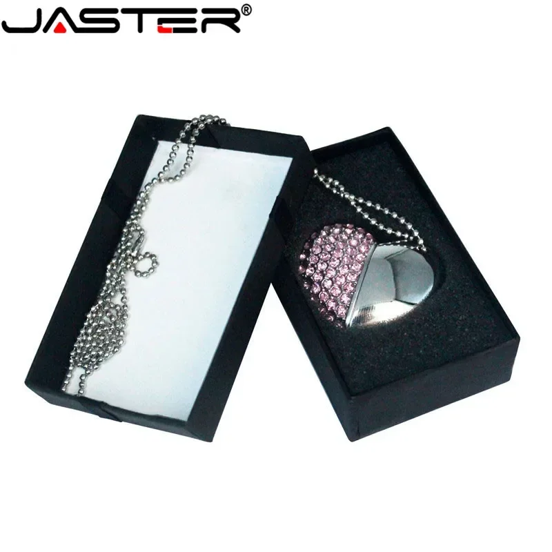 JASTER 크리스탈 러브 하트 박스 USB 플래시 드라이브, Diamante 메모리 펜 드라이브, 메모리 스틱, 결혼 선물, 32G, 8G, 16G, 4G