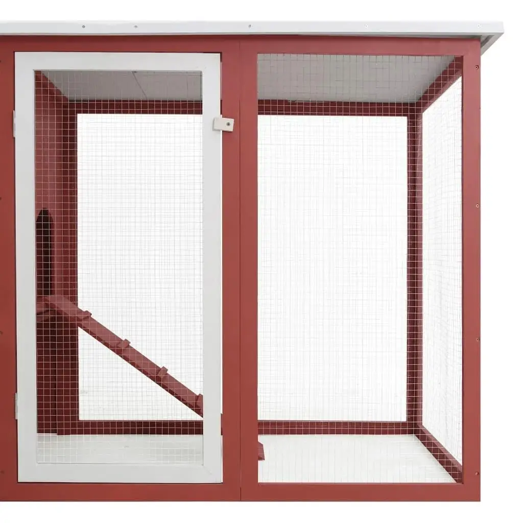 Red Wood Outdoor Chicken Coop Hen House with Integrated Egg Cage for Backyard Poultry