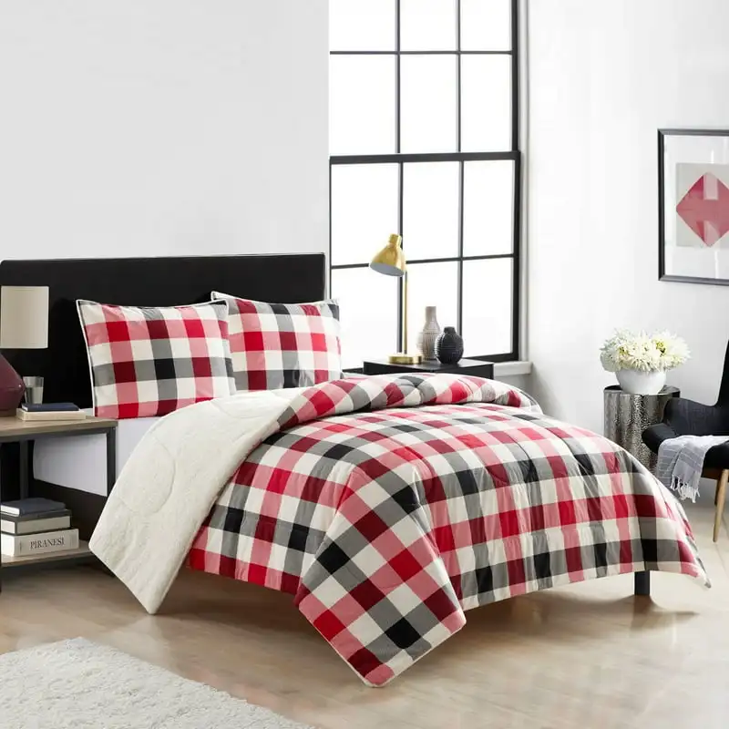 

to Sherpa Comforter Set, Full/Queen, Red , Polyester Juego de cama full Bed set Cotton bed sheet set Sets womens piece Duvet Be