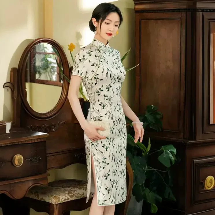 

High-End High Quality Real Silk Cheongsam Qipao Summer Women's New 2024 Daily Improve Chinese Style Dress
