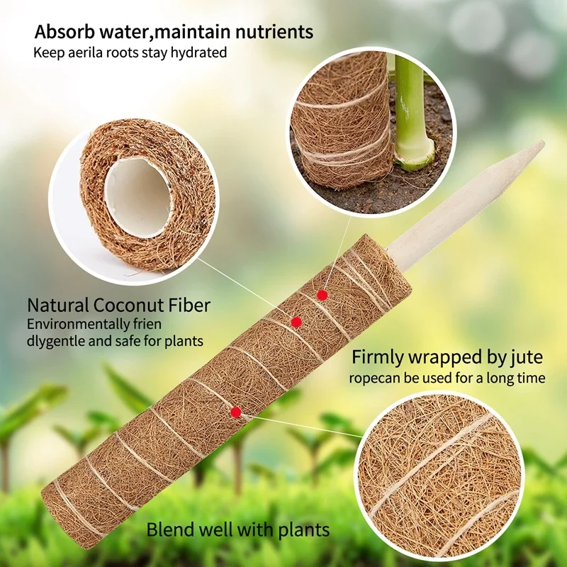 Plant Climbing Support Plant Support Stick Plant Moss Coir Pole Bendable Plants Climbing Support Extension Palm Vines Stick Indoor Balcony Garden Courtyard Flower Decor