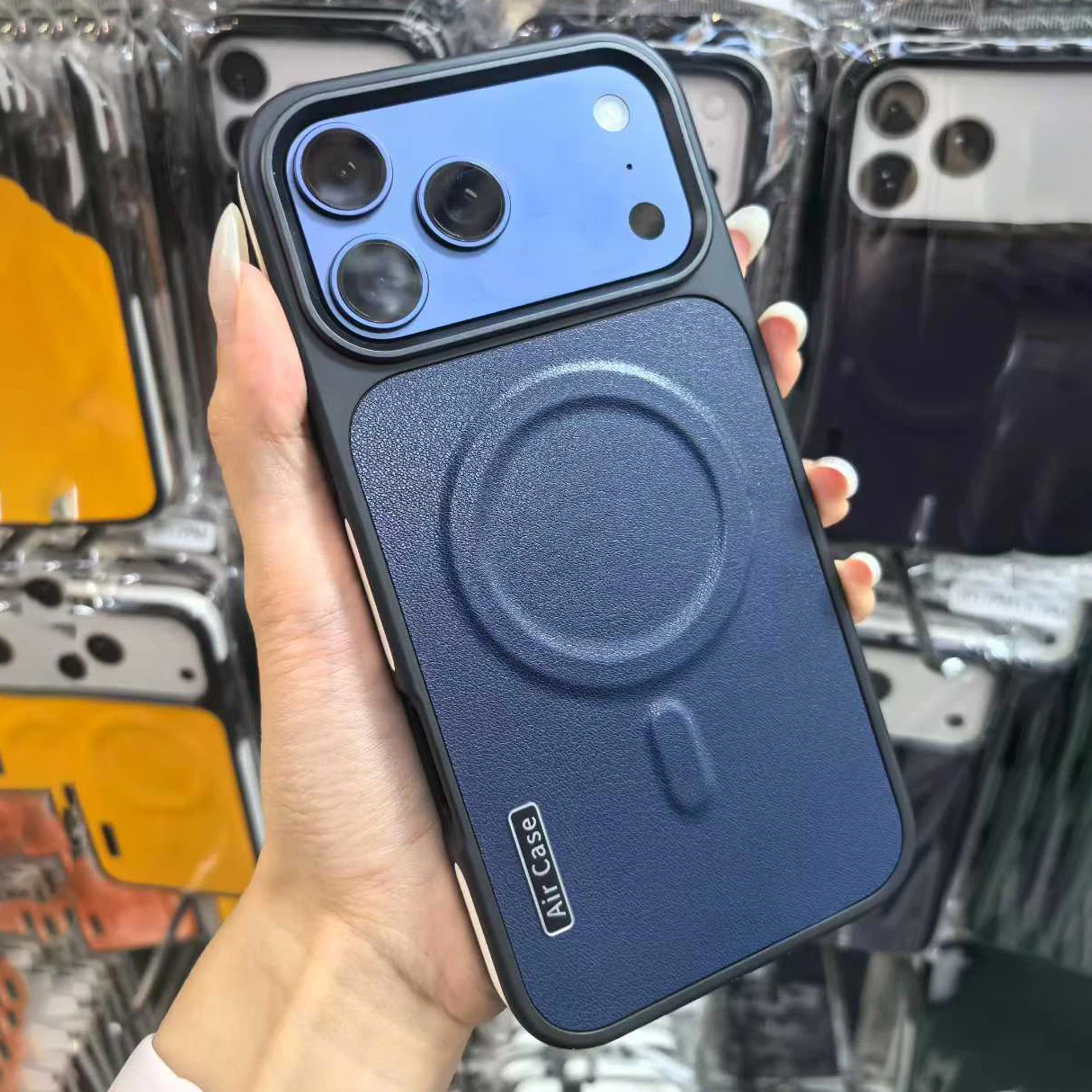Luxury Leather Magnetic Shockproof Phone Case with Air Lens Protection