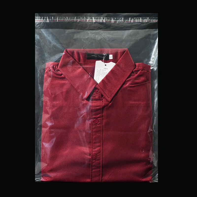 StoBag 100pcs PE Transparent Plastic Clothes Self Adhesive Bags Packaging Storage Shirt Sealed Clear Reusable Pouches Wholesale 5