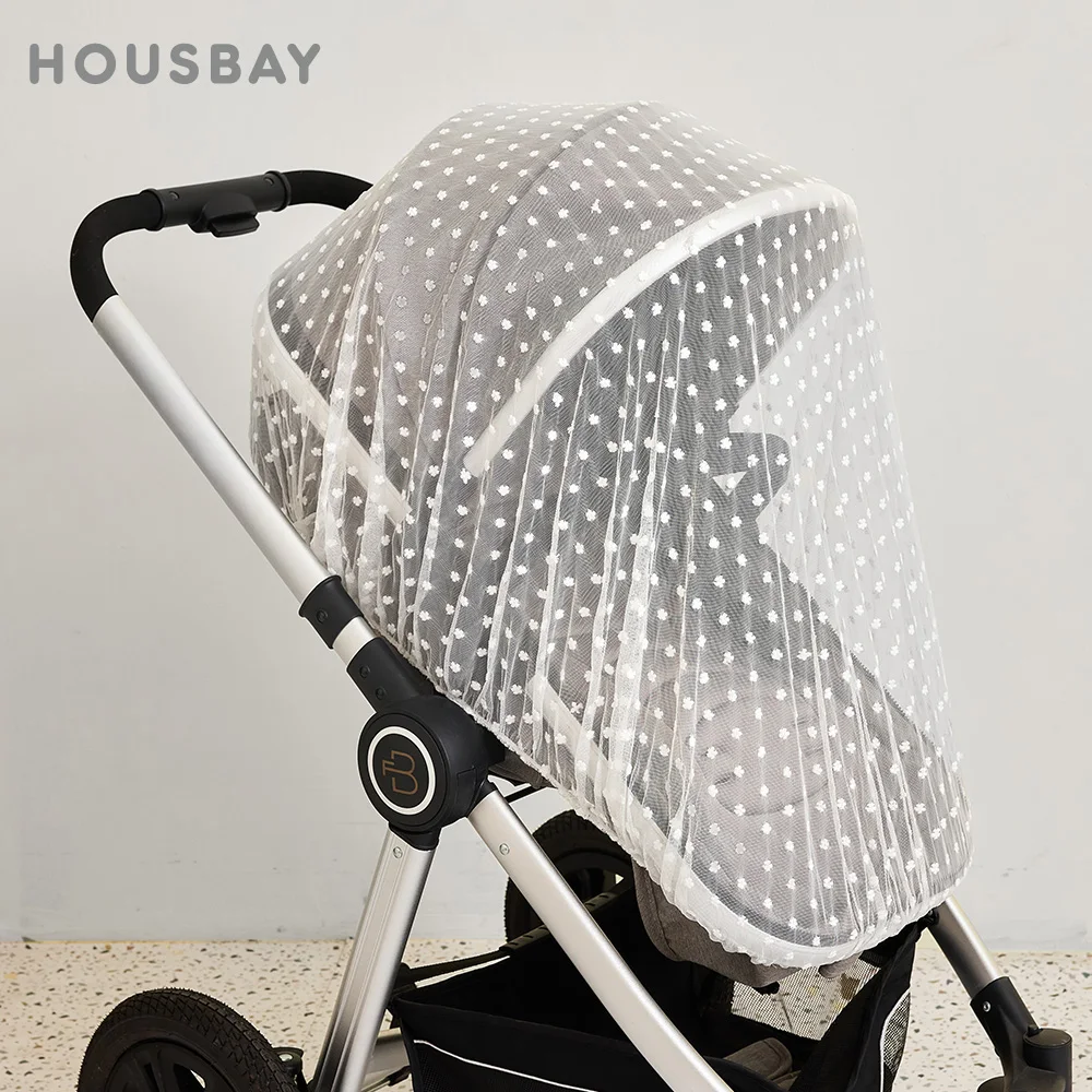 

Baby Stroller Mosquito Net Universal Pram Full Cover Summer Breathable Daisy Embroidered Gauze Sunshade Stroller Accessories