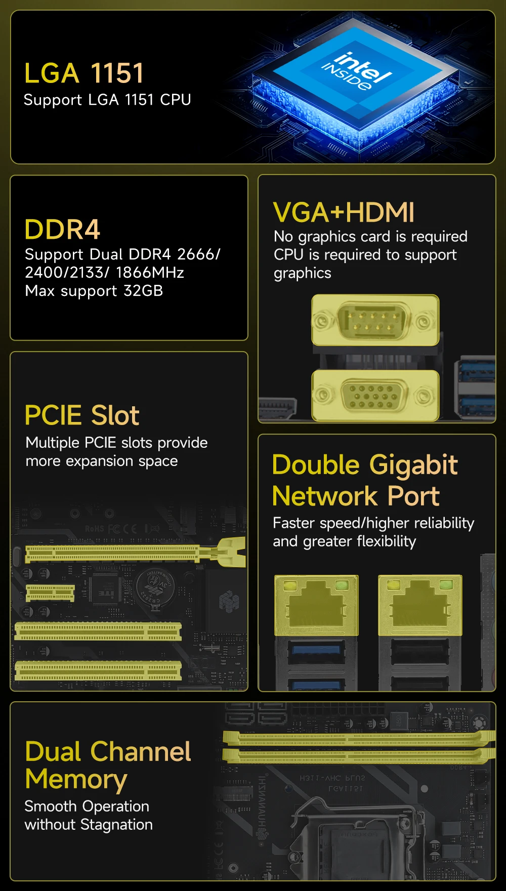 HUANANZHI H311 VHC PLUS Intel LGA 1151 DDR4 alaplap - Image 3