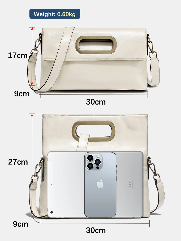 Zency Vintage Genuine Leather Handbag for Women Large Capacity Brown Crossbody Designer Shoulder Bag 2026 Summer Beige Sac Bolsa 4