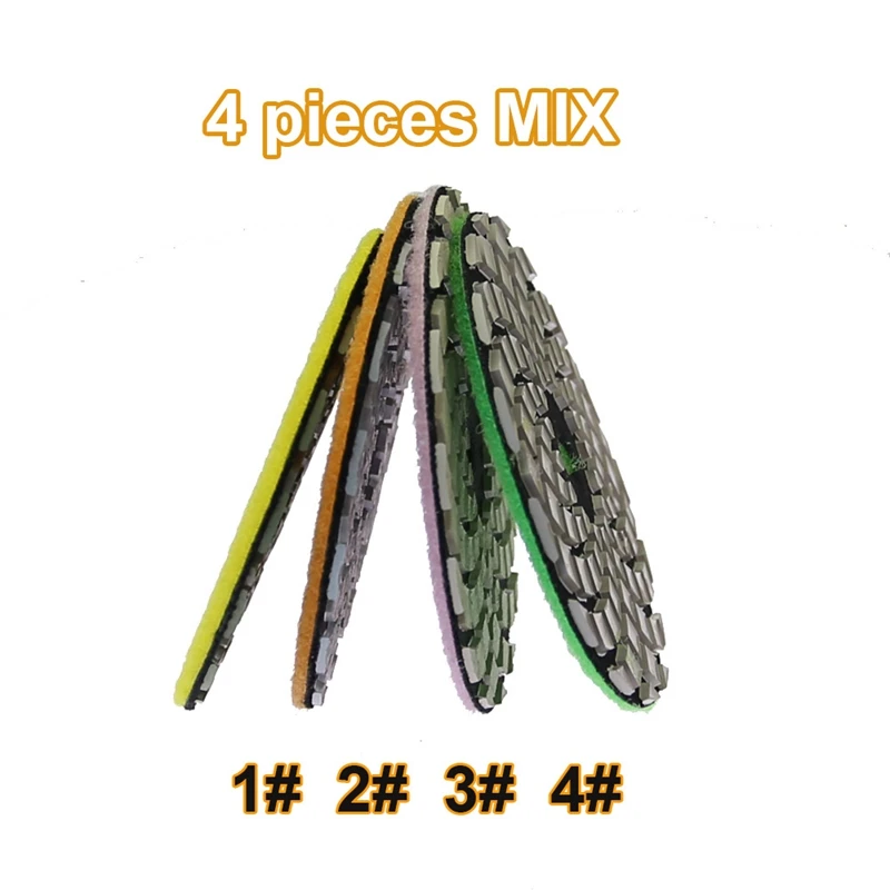 Premium 4-Step Marble Polishing Pad, 100mm Dry Grinding Disc