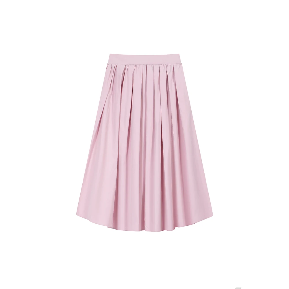 Pink Knee Length Pleated Skirts Spring And Autumn New Fashion