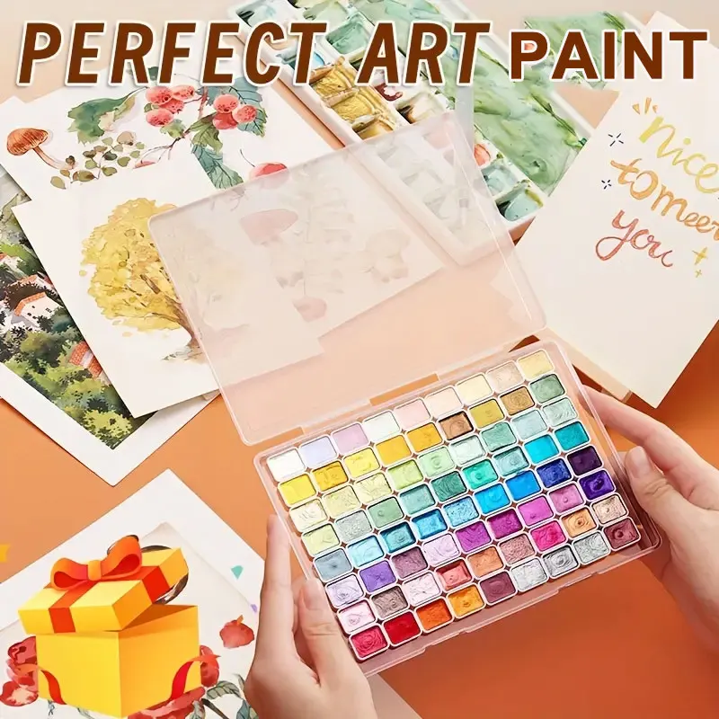 20/24/60/72-Color Pearlescent Watercolor Paint- Intense Sparkle, Professional Coverage, Light Fastness - Glitter Solid Pigments 5