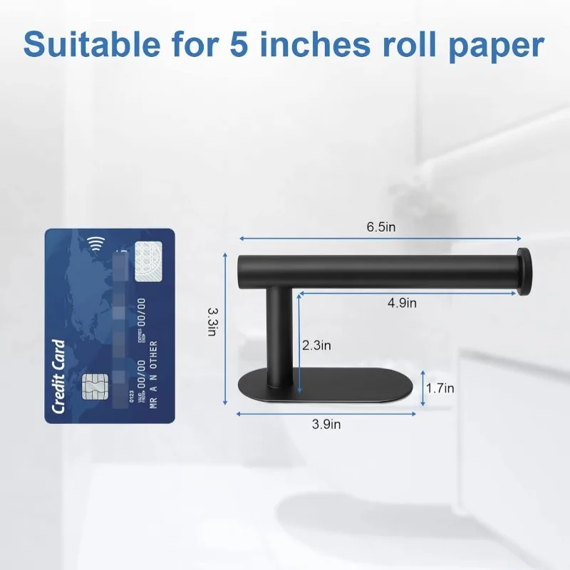 Toilet Paper Holder Toilet Paper Rack Toilet Roll Holder Adhesive Toilet Paper Holder No Drilling Stainless Steel Toilet Roll Holder Stick on Wall Storage Rack for Bathroom Kitchen RV