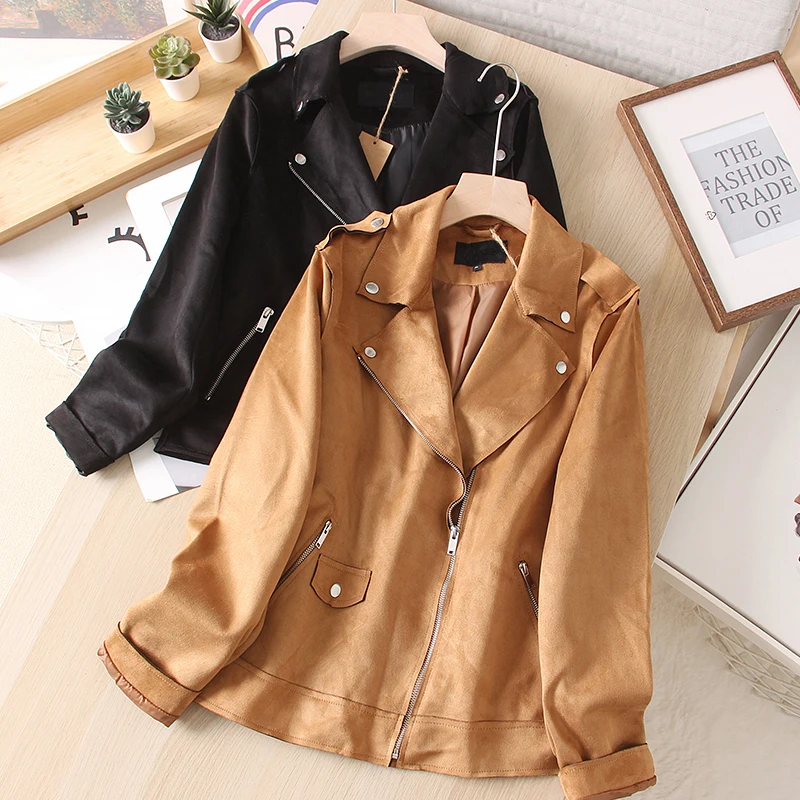 

Autumn Deer Velvet Jacket Turn Down Collar Long Sleeve Short Leather Coat Women Fringe Slim Boyfriend Style Buttons Femlae Tops