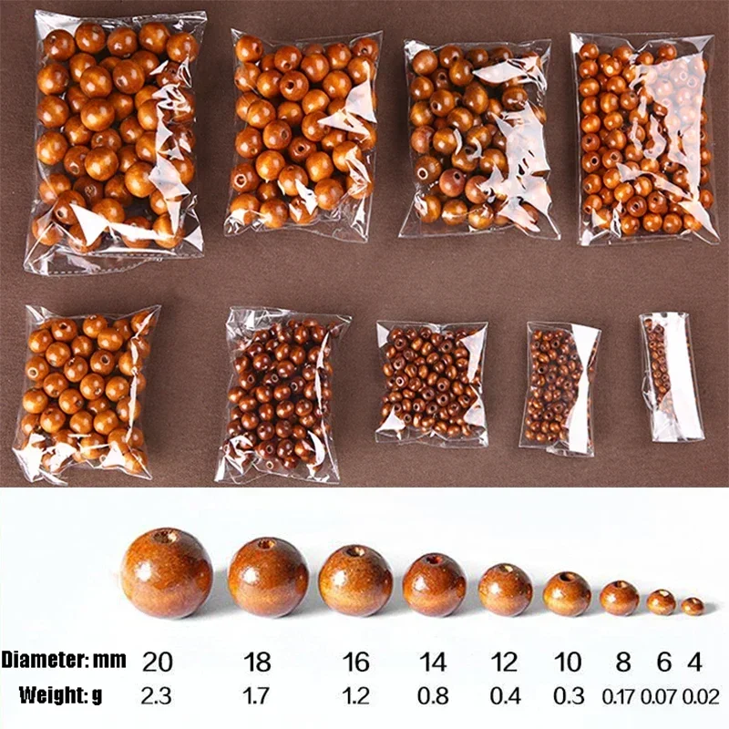 Wood Beads 4mm-20mm Big Hole Round Natural Eco-Friendly Loose Spacer For Jewelry Making Bracelet Craft DIY
