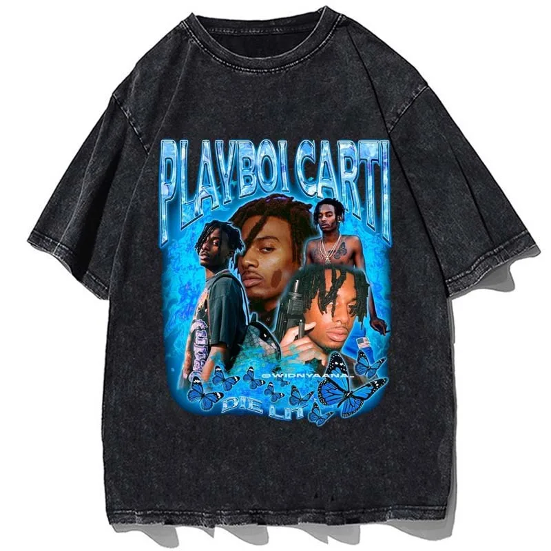 

Футболка Playboi Carti Мужская/женская с графическим принтом, хлопковая тенниска оверсайз в стиле хип-хоп, уличная одежда с коротким рукавом, на лето