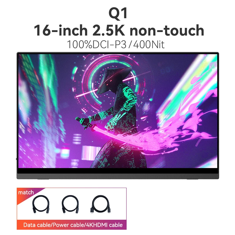 EHomiwei-ポータブルゲーミングモニターq,16インチ,16:10,2.5k