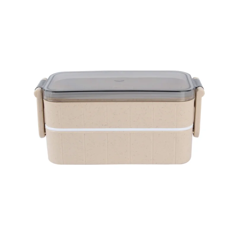 

2 Layers Lunch Box Eco-Friendly Wheat Straw Material Microwavable Bento Box Food Container with Cutlery Lunchbox