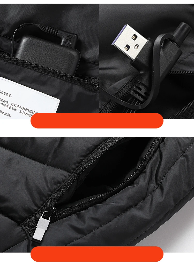 High Quality Smart Safety Outdoors Heated Vest Coat Jackets Men's Women's Heating USB Electric Jacket Warm Clothing Plus Size
