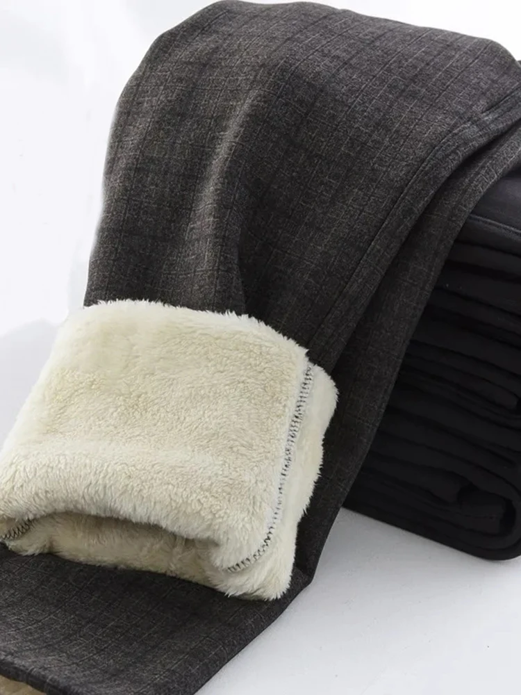 Warm Thicken Lambwool Fluff Staight Pant Fall Winter Classic Plush Snow Wear Women Pantalones Casual Chic High Waist New Spodnie