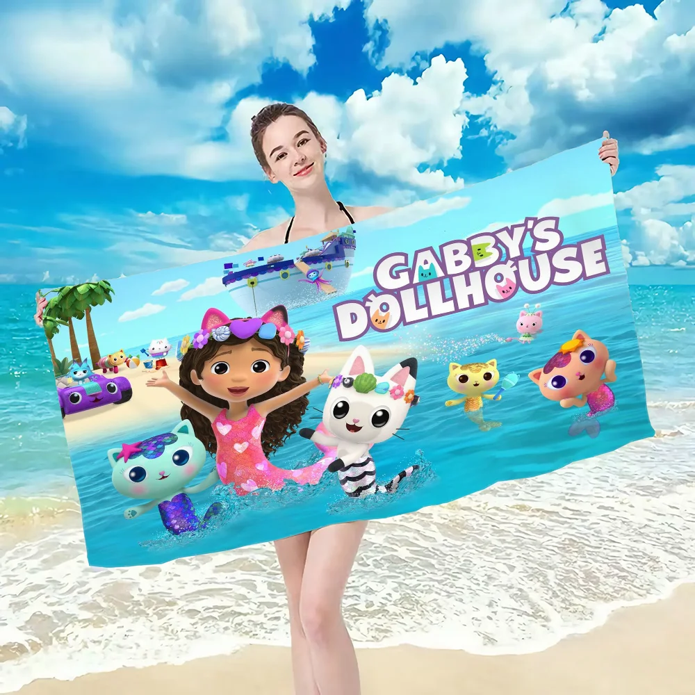 Gabbys Dollhouse pattern beach towel, quick drying and absorbent, The fabric is made of cotton and does not fade