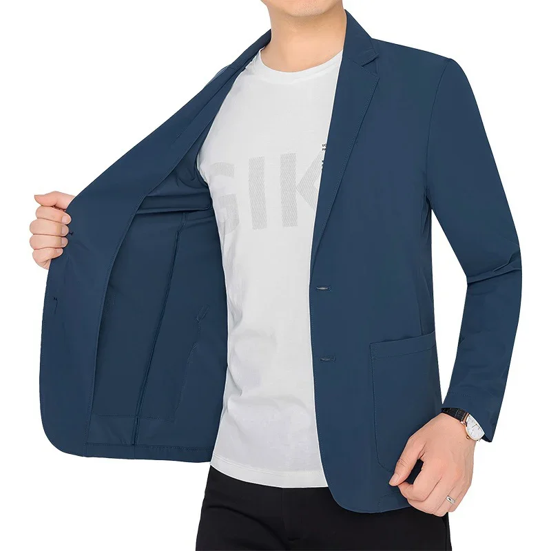 Men Suit Jacket Summer Men Blazers Gray Solid Color Business Suit Jacket