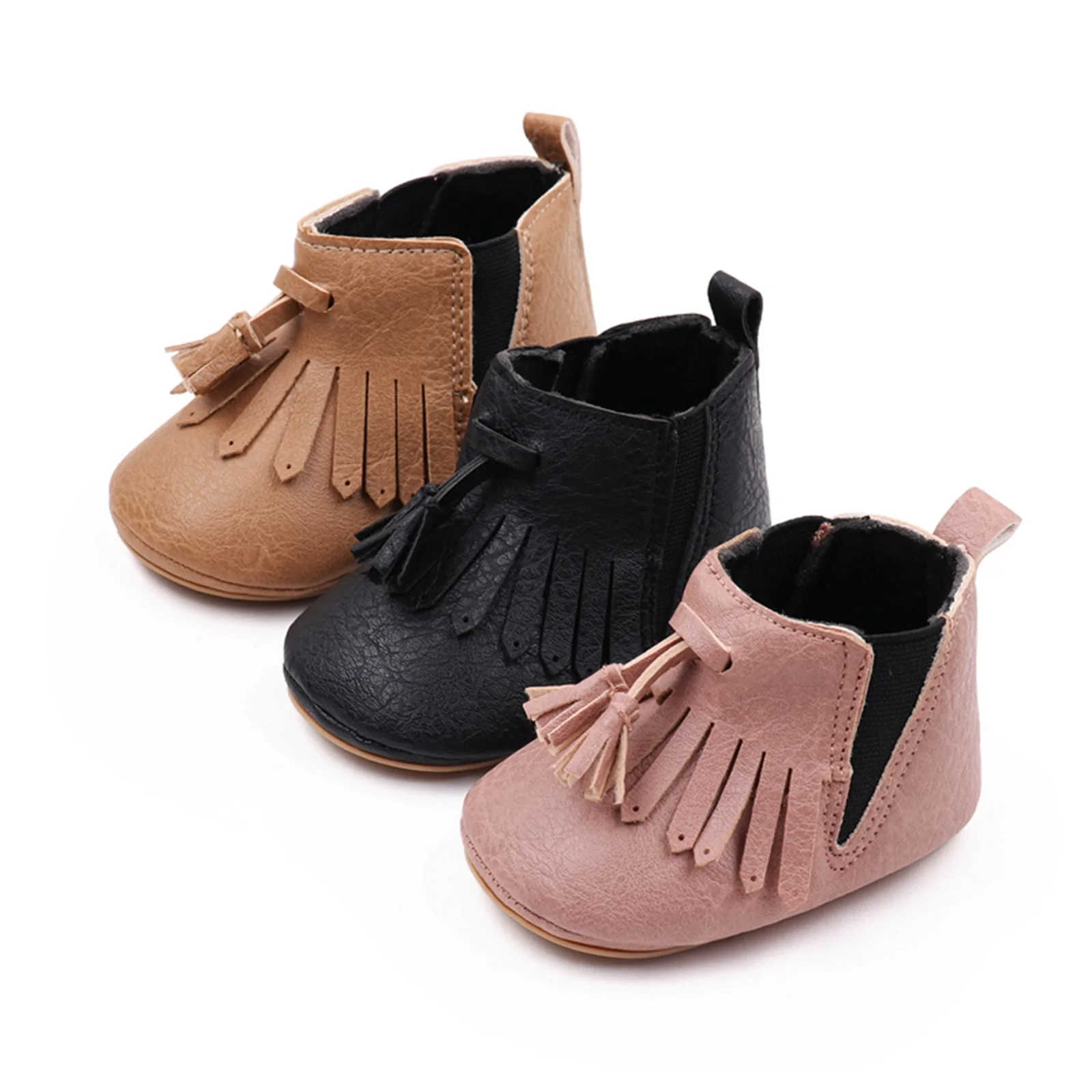 Pudcoco Newborn Baby Girl Ankle Boots Tassels PU Winter Boots Warm Baby Walking Shoes for Toddler Infant 0-18M 1