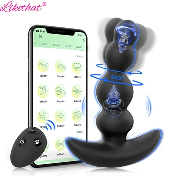 360°Rotating Vibrating Prostate Massager Anal Plug Vibrators Beads Dildo For Men Bluetooth APP Remote Control Sex Toys For Male 1