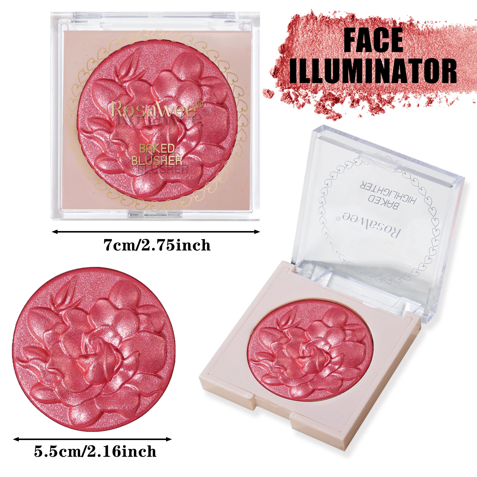 Pearlescent Shimmer Blush Powder, Single-color Blush, Fine Powder, Improves Skin Tone, Blush Without Flying Powder 5