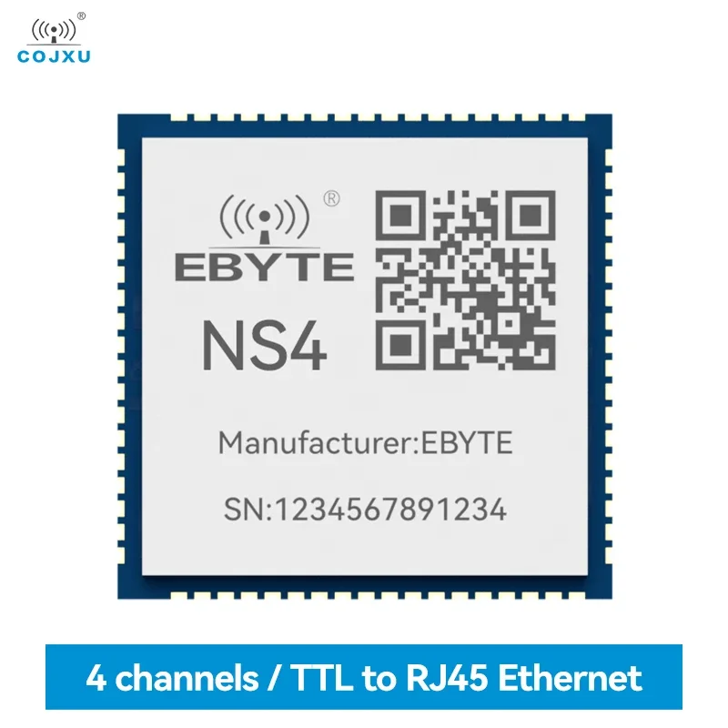 Serial Port to Ethernet Module COJXU NS4 TTL Level to RJ45 Ethernet 4 Serial Ports Modbus TCP to RTU MQTT URAT SMD Module 5pcs nt1 super network port serial to ethernet module cdebyte rj45 tcp to rtu transparent transmission modbus gateway mqtt dns