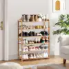 6-Tier Bamboo Wood Shoe Shelf Shoe Rack 18-24Pairs Utility Shoe Storage Organizer Shelving for Entryway Bedroom Living Room Home 5