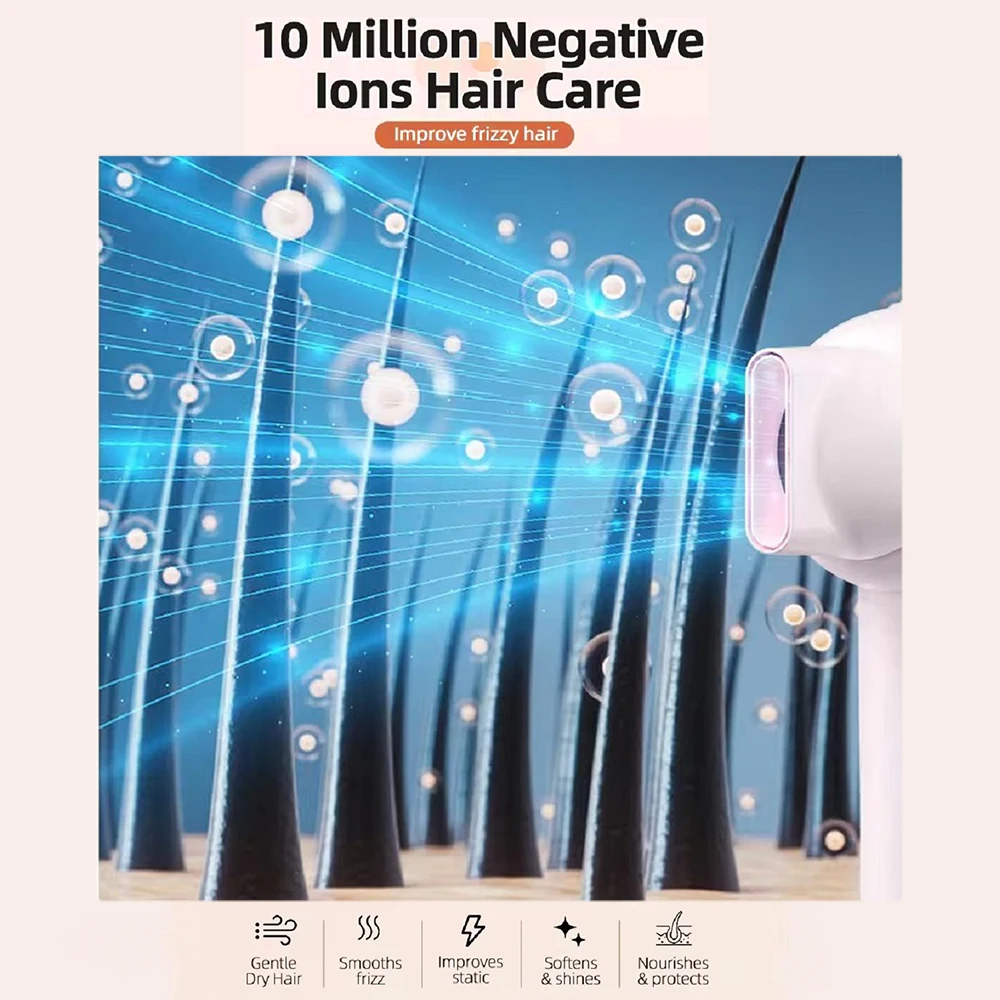 Portable 1400W Hair Dryer Light Weight Negative Ionic Hair Dryer Women High Speed Professional Hair Dryer With Diffuser 4