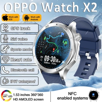 2025 New OPPO X2 Smart Watch Men's GPS Sports IP68 Waterproof Compass Heart Rate Blood Oxygen Bluetooth Call Smartwatches IOS 1