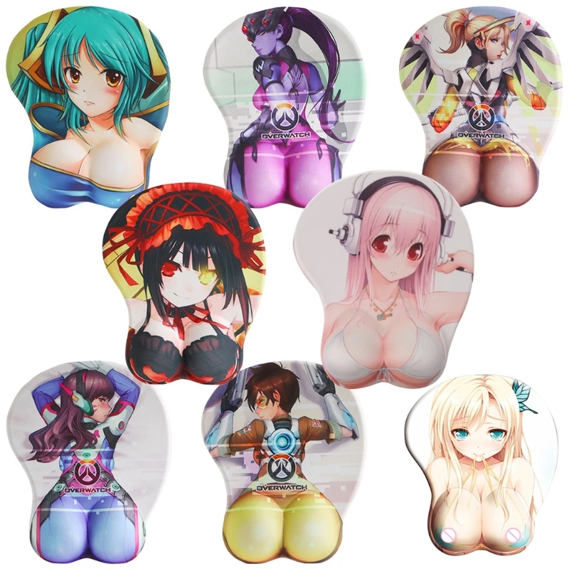 

3D Chest Silicone Mouse Pad for Creative Cartoon Anime Mice Mat Wrist Rest Suppo