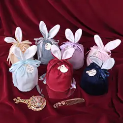 Velvet Easter Bags Bunny Gift Packing Bags Rabbit Candy Bags Wedding Birthday Party Decoration Jewelry Organizer 2022 Easter