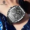 GELATU 6013 Fashion Original Watch for Men Multifunction Chronograph Waterproof Silicone Strap Automatic Mechanical Wristwatches 6