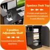 Modern Reception Desk with LED Lights, 63 Inches Front Counter Table with Lockable Drawer & Shelves, Checkout Counter 5